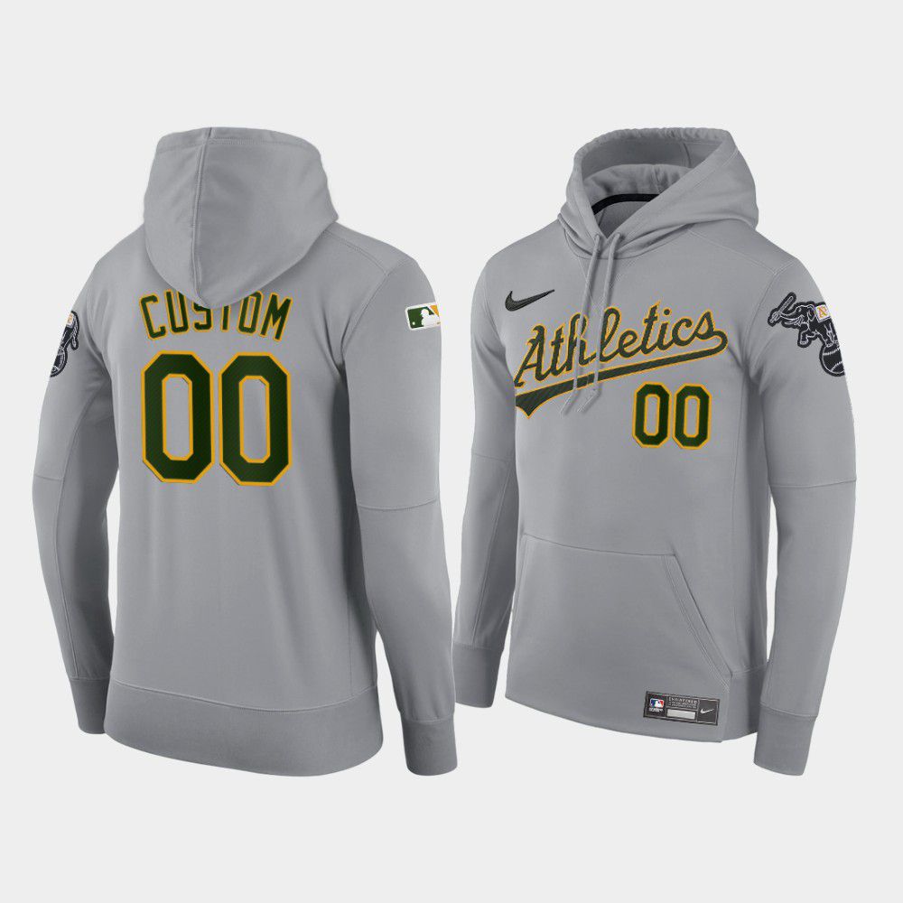 Men Oakland Athletics #00 Custom gray road hoodie 2021 MLB Nike Jerseys